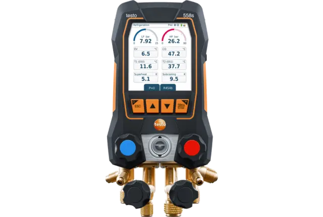 testo 558s – Digital manifold med 4-veis ventilblokk og intuitiv berøringsskjerm 