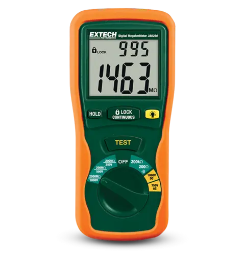 Extech 380260 digital isolasjonstester Megohmmeter 250 V, 500 V og 1000 V 