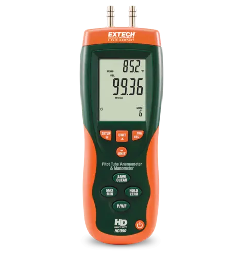 Extech HD350 Pitot Tube-anemometer Differansetrykkmåler med USB 