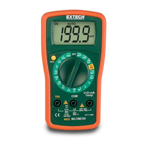 Extech MN35 digitalt minimultimeter 600 V, 10 A DC og temperaturmåling 