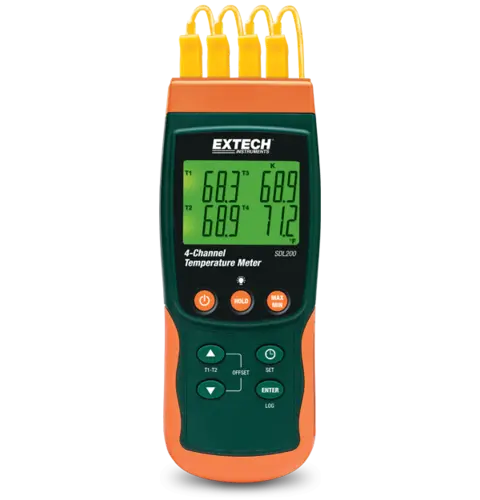 Extech SDL200 4-kanals termometer Datalogging, SD-kort og Pt100 