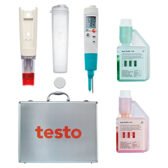 TESTO 206 pH 2 MÅLERSETT MED KOFFERT OG BUFFER 4 OG 7 