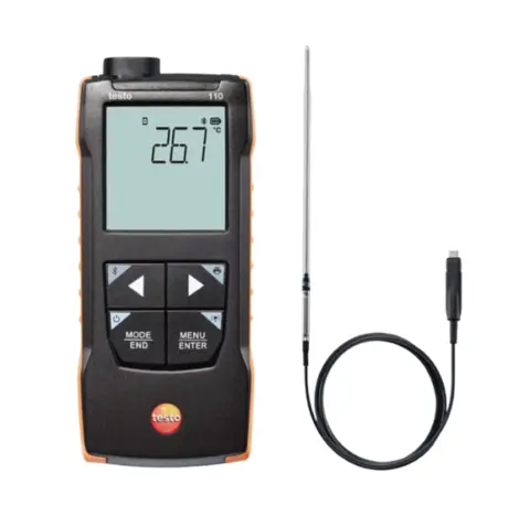 Testo 110-NTC og laboratorieføler med  glassbeskyttelse samt PT 100 sensor 