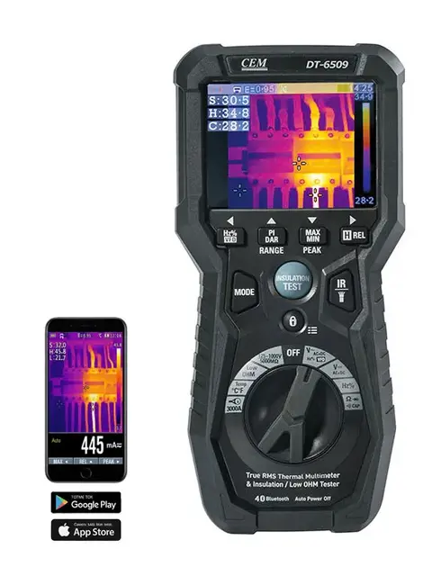 CEM DT-6509 isolasjonstester TrueRMS multimeter og termisk kamera 