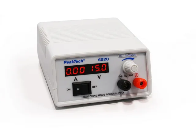 PeakTech® P 6220» Mini strømforsyning 1,5–15 V / 2 A DC 