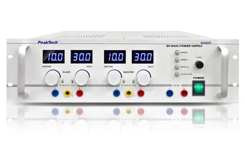PeakTech® P 6060» Regulert dobbel- strømforsyning med 3 utganger