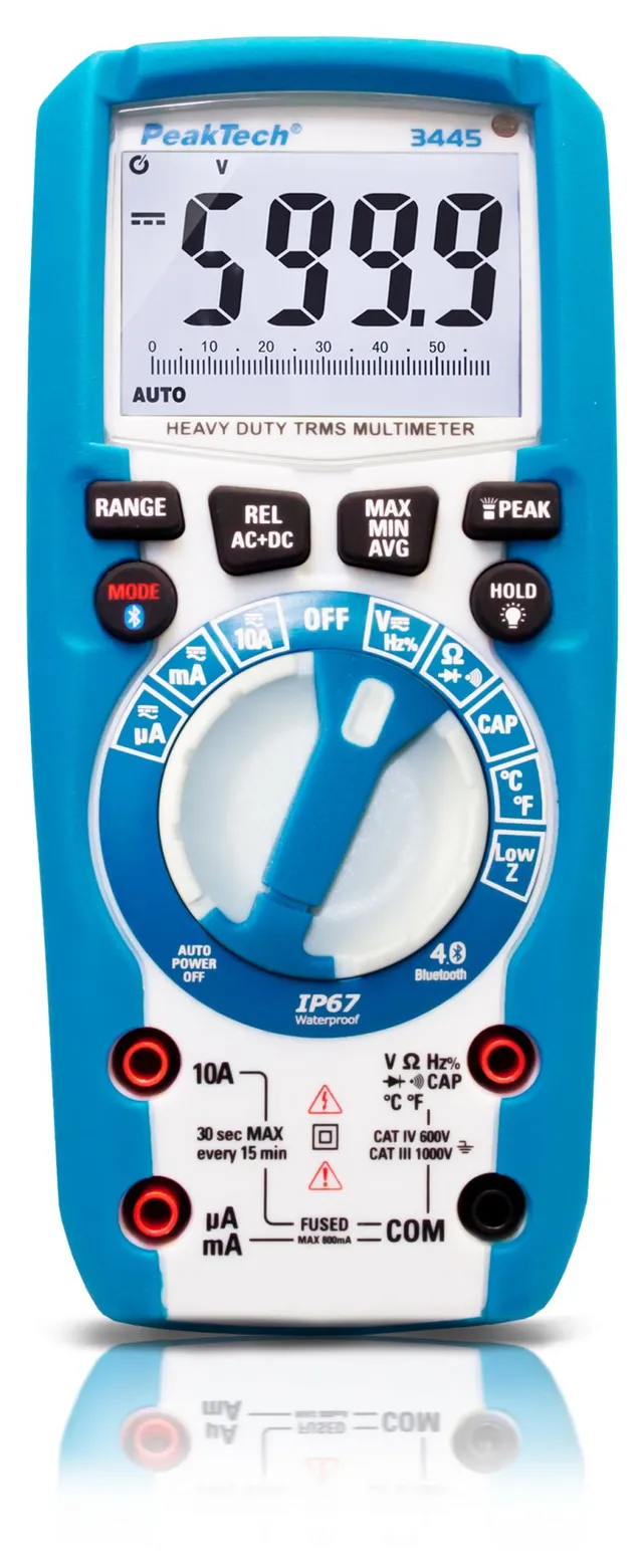 PeakTech® P 3445» Digitalt multimeter TrueRMS 6000 tellinger, IP67, BT 