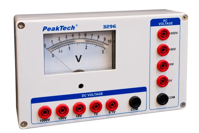 PeakTech® P 3296» Analogt voltmeter 0 ... 0,1/1/10/100 / 1000V AC/DC 
