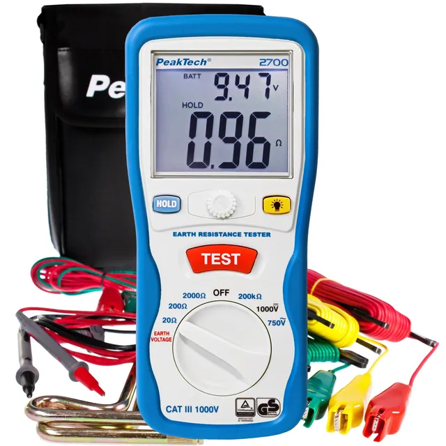PeakTech® P 2700» Digital jordtester 0–2000O, KAT III 1000 V 
