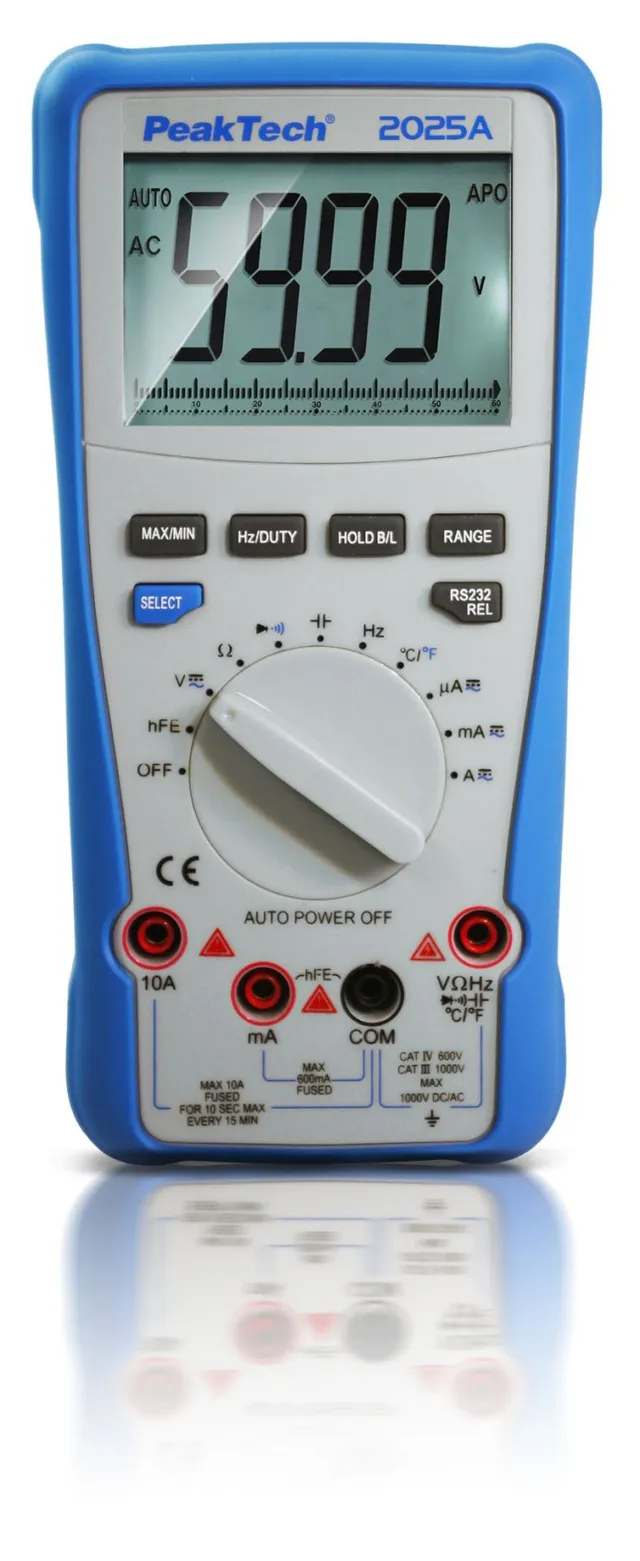 PeakTech® P 2025 A» Digitalt multimeter 1000V AC/DC ~ 10A AC/DC ~ USB 