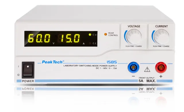 PeakTech® P 1585» Lab-strømforsyning DC 1 - 60V / 0 - 15A og USB 