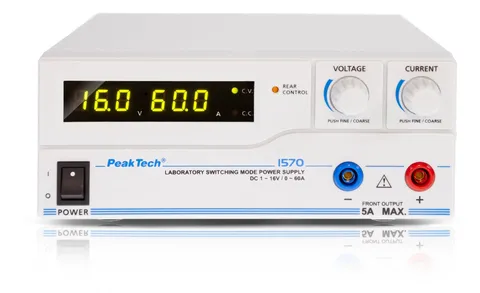 PeakTech® P 1570» Lab-strømforsyning DC 1 - 16V / 0 - 60A og USB