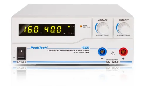 PeakTech® P 1565» Lab-strømforsyning DC 1 - 16V/0 - 40A og USB