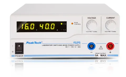 PeakTech® P 1525» Lab-strømforsyning DC 1–16 V / 0–40 A