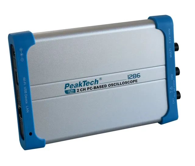 PeakTech® P 1286» 100 MHz/2 kanaler 1 GS/s PC-oscilloskop med USB og LAN 