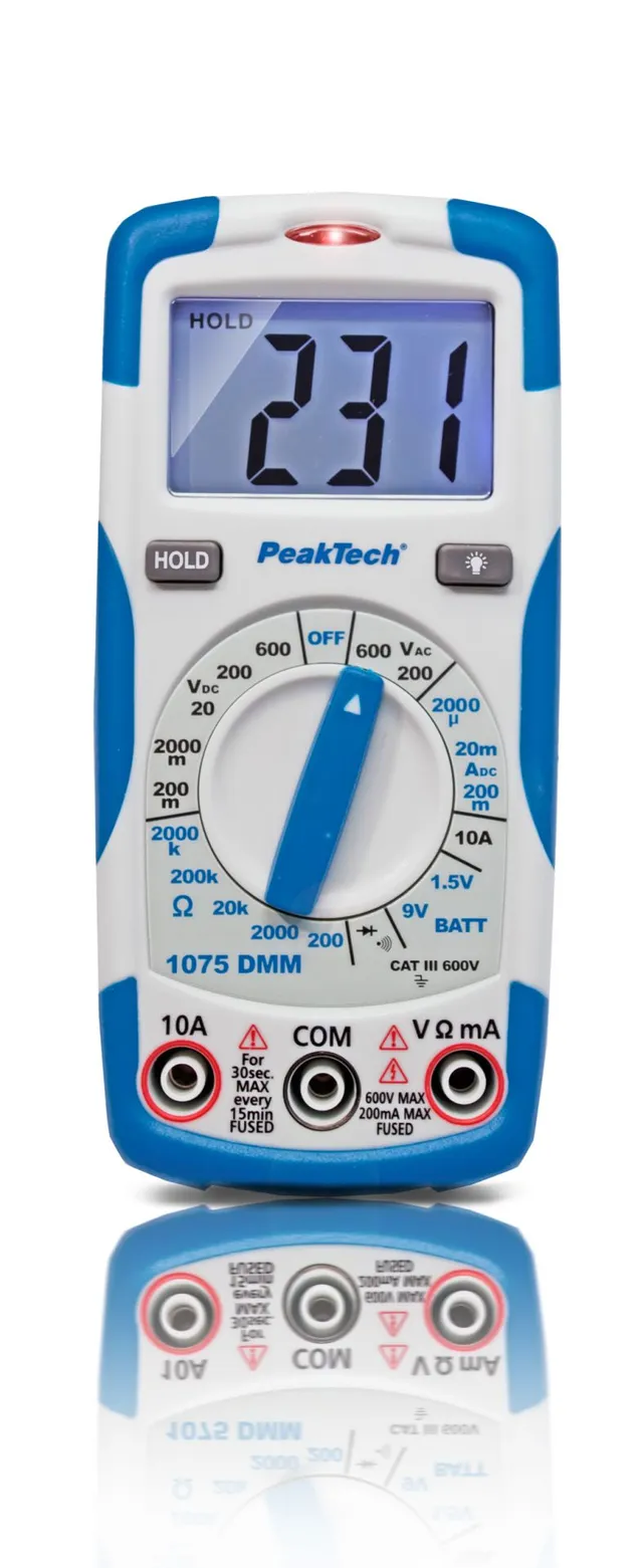 PeakTech® P 1075» 600V AC/DC digitalt multimeter ~ 2000 sifre LCD 