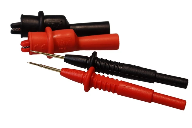 PeakTech 4 mm bananplugg testspiss 1 mm alligator clips ~ CAT I 