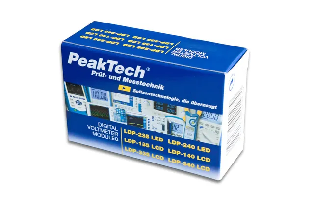 PeakTech LCD voltmetermodul 13 mm tall med bakgrunnsbelysning 