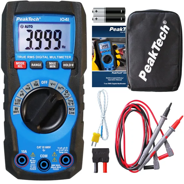 PeakTech® P 1041» TrueRMS digitalt multimeter 4000 tellinger 