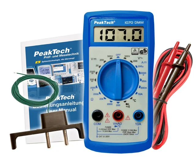 PeakTech® P 1070» 300V AC/DC digitalt multimeter ~ 2000 sifre LCD 