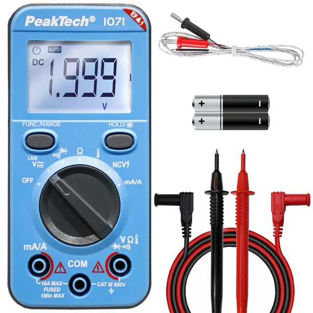 PeakTech® P 1071» 600V AC/DC multimeter med NCV og spenningstest 
