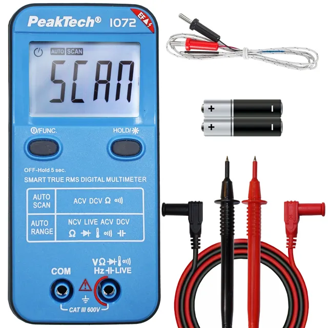 PeakTech® P 1072» 600V AC/DC smart multimeter med NCV og live-test 