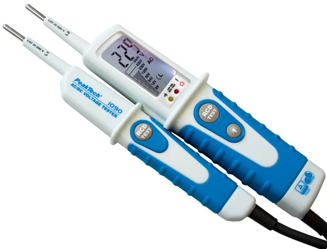 PeakTech® P 1090» AC/DC spenningstester med jordfeilbrytertest og LCD-skjerm 