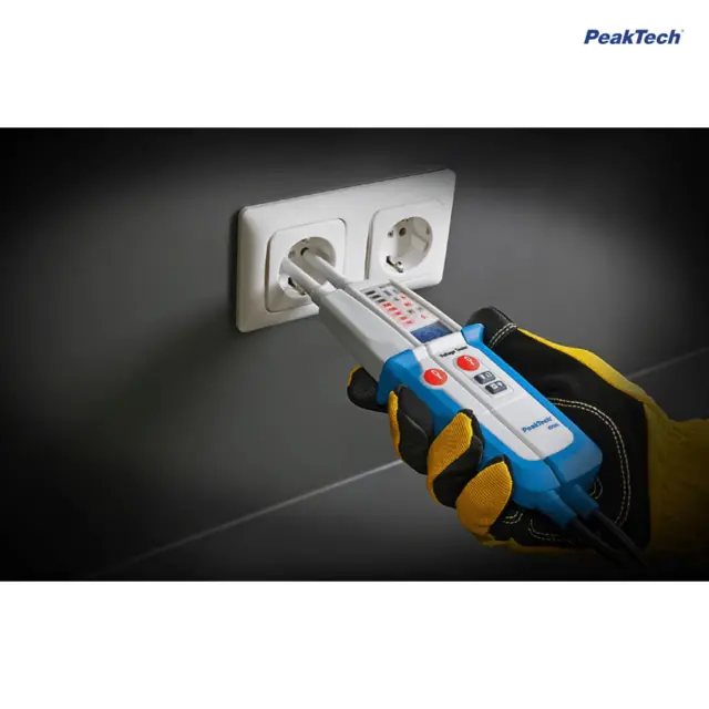 PeakTech® P 1096» AC/DC spenningstester med jordfeilbrytertest & dobbelt display 