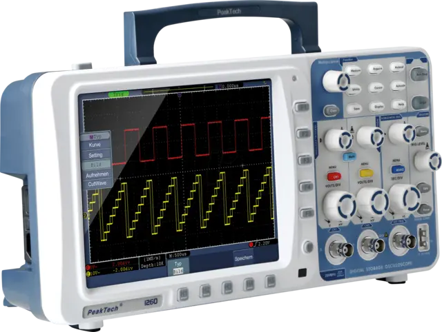 PeakTech® P 1260» 200 MHz/2 kanaler 2 GS/s, digitalt lagringsoscilloskop 