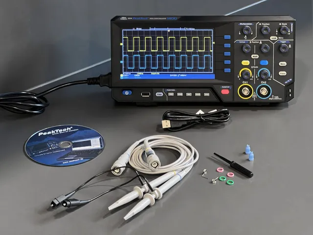 PeakTech® P 1400» 5 MHz / 2 kanaler 100 MS/s digitalt lagringsoscilloskop 