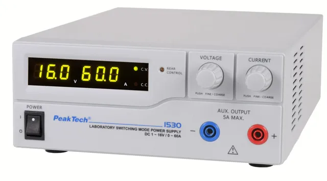 PeakTech® P 1530» Lab-strømforsyning DC 1–16 V / 0–60 A 