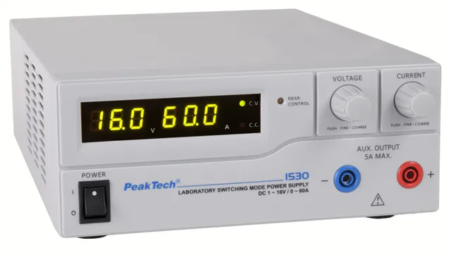 PeakTech® P 1530» Lab-strømforsyning DC 1–16 V / 0–60 A 