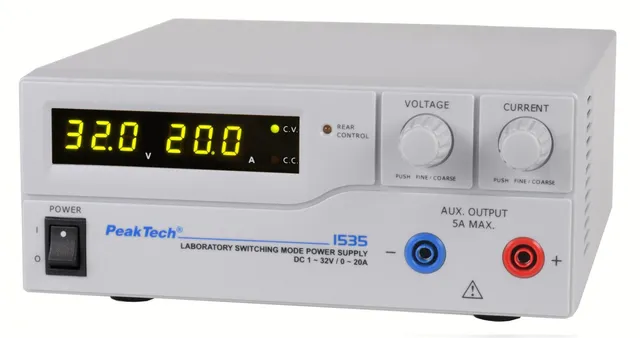 PeakTech® P 1535» Lab-strømforsyning DC 1–32 V / 0–20 A 