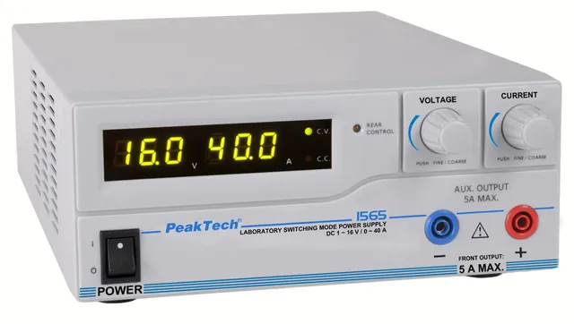 PeakTech® P 1565» Lab-strømforsyning DC 1 - 16V/0 - 40A og USB 
