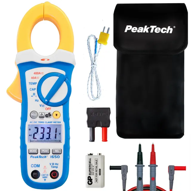 PeakTech® P 1650» TrueRMS-tangmeter 4000 tellinger 400 A AC/DC 