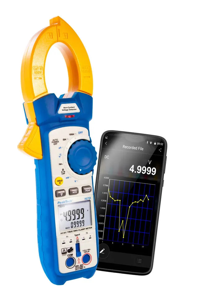 PeakTech® P 1670» TrueRMS-tangmeter 50 000 tellinger 1000 A AC/DC, BT 