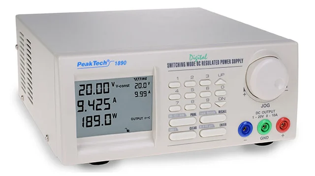 PeakTech® P 1890» Lab-strømforsyning DC 1 - 20V/ 0-10A med USB 