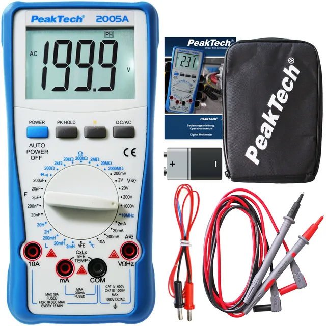 PeakTech® P 2005 A» Digitalt multimeter 2000 tellinger, 1000V, 10 A AC/DC 