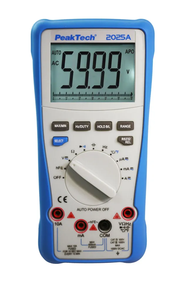 PeakTech® P 2025 A» Digitalt multimeter 1000V AC/DC ~ 10A AC/DC ~ USB 