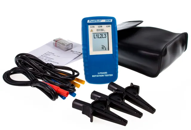 PeakTech® P 2530 3-faset retningsindikator  m/LCD-skjerm 