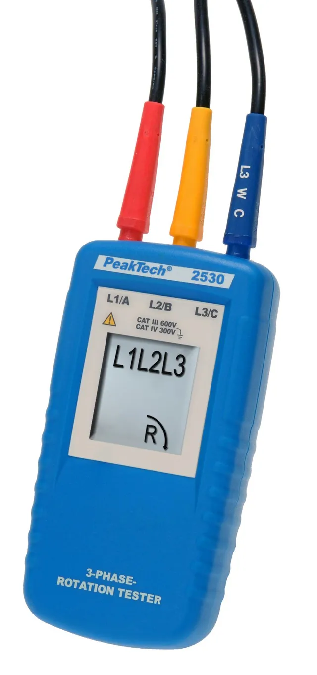 PeakTech® P 2530 3-faset retningsindikator  m/LCD-skjerm 