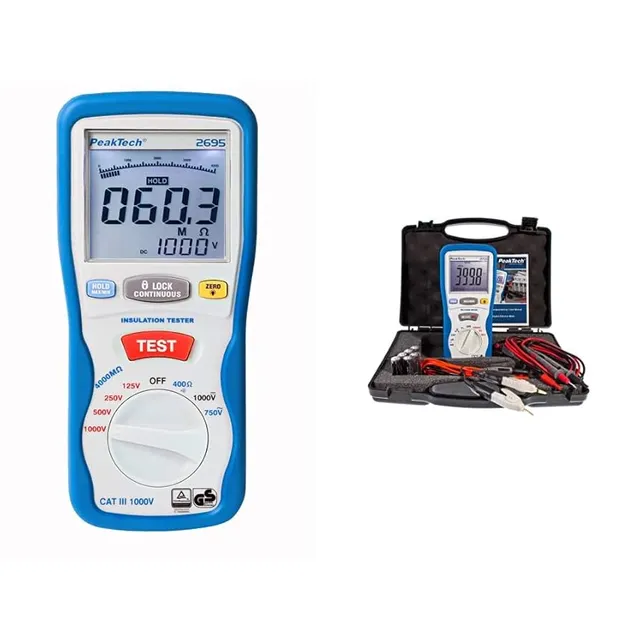 PeakTech® P 2695» Isolasjonstester 125/250/500/1000 V /4000 MO 