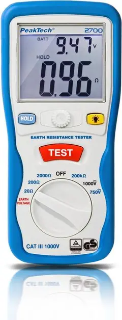 PeakTech® P 2700» Digital jordtester 0–2000O, KAT III 1000 V 