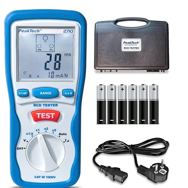 PeakTech® P 2710 Digital jordfeilbrytertester 