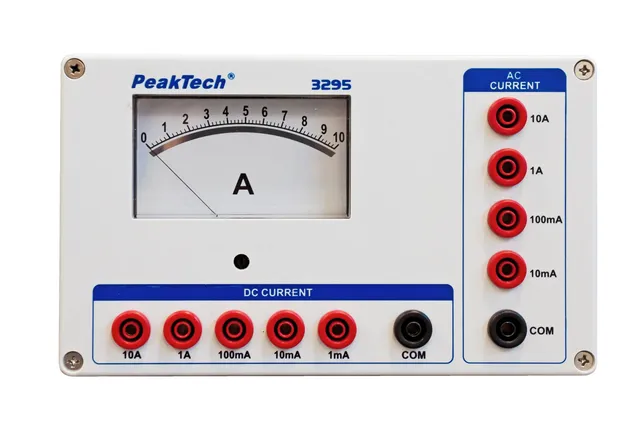 PeakTech® P 3295» Analogt amperemeter 0 ... 1/10/100 mA / 1/10 A AC/DC 