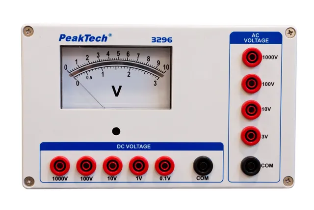 PeakTech® P 3296» Analogt voltmeter 0 ... 0,1/1/10/100 / 1000V AC/DC 