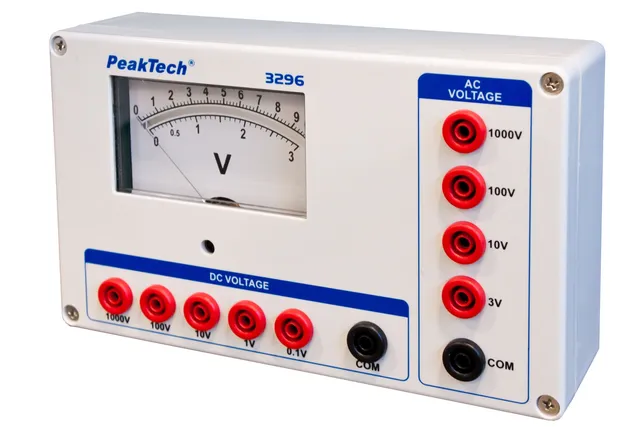 PeakTech® P 3296» Analogt voltmeter 0 ... 0,1/1/10/100 / 1000V AC/DC 