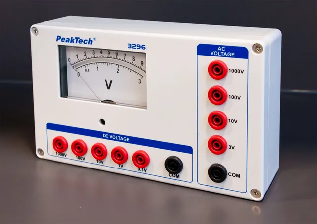 PeakTech® P 3296» Analogt voltmeter 0 ... 0,1/1/10/100 / 1000V AC/DC 