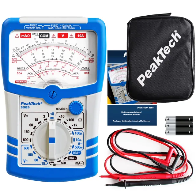 PeakTech® P 3385» Analogt multimeter 600V AC/DC, 10A AC/DC, KAT III 