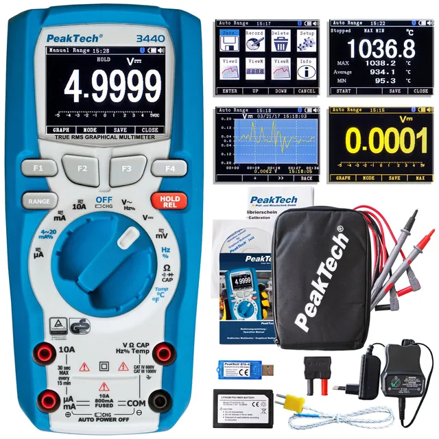 PeakTech® P 3440» Grafisk multimeter med sann RMS, 50 000 tellinger 